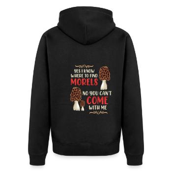 Je connais les meilleurs endroits pour les morilles - Veste à capuche bio Premium Unisexe - noir - Dos - Nico (187cm)