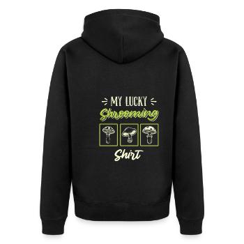 Mon collectionneur de champignons Lucky Shrooming Shirt - Veste à capuche bio Premium Unisexe - noir - Dos - Nico (187cm)