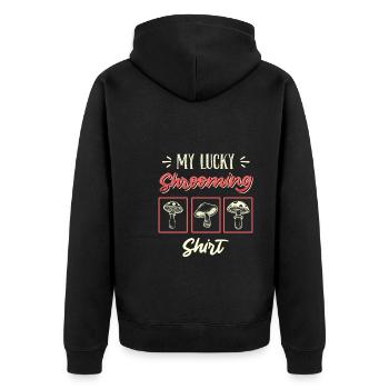 Mon collectionneur de champignons Lucky Shrooming Shirt - Veste à capuche bio Premium Unisexe - noir - Dos - Nico (187cm)