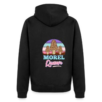 Morel Queen Mushroom Picker - Unisex Premium Organic Zip Hoodie - black - Back - Nico (187cm)