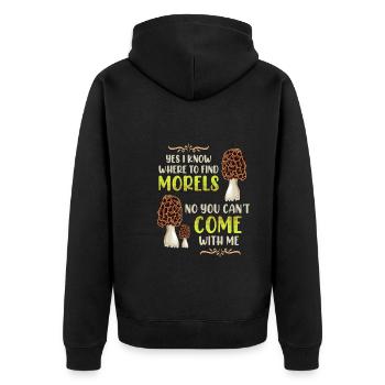 Je connais les meilleurs endroits pour les morilles - Veste à capuche bio Premium Unisexe - noir - Dos - Nico (187cm)