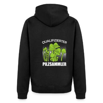 Qualifizierter Pilzsammler Pile Sammeln - Unisex Premium Bio Zip Hoodie - Schwarz - Hinten - Nico (187cm)