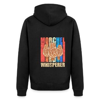 Morel Whisperer Mushroom Picker Morel - Unisex Premium Organic Zip Hoodie - black - Back - Nico (187cm)