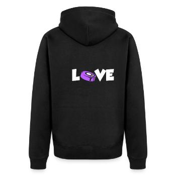 Eishockey Puck Love Eishockeyspieler - Unisex Premium Bio Zip Hoodie - Schwarz - Hinten - Nico (187cm)