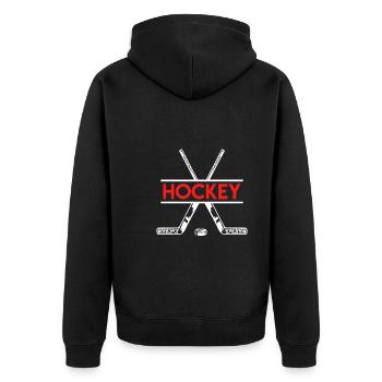 Hockey Eishockey - Unisex Premium Bio Zip Hoodie - Schwarz - Hinten - Nico (187cm)