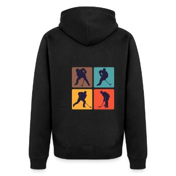 Vintage Eishockey Hockey Spieler - Unisex Premium Bio Zip Hoodie - Schwarz - Hinten - Nico (187cm)