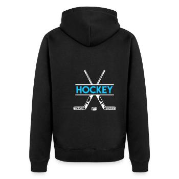 Hockey Eishockey - Unisex Premium Bio Zip Hoodie - Schwarz - Hinten - Nico (187cm)
