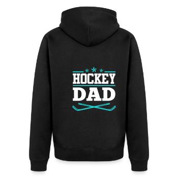 Hockey Dad - Unisex Premium Bio Zip Hoodie - Schwarz - Hinten - Nico (187cm)