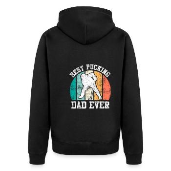 Best Pucking Dad Ever Hockey Dad - Unisex Premium Bio Zip Hoodie - Schwarz - Hinten - Nico (187cm)