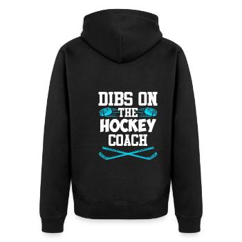 Dibs on the Hockey Coach - Unisex Premium Bio Zip Hoodie - Schwarz - Hinten - Nico (187cm)