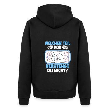 Eishockey Taktik Eishockeyspieler Eishockey - Unisex Premium Bio Zip Hoodie - Schwarz - Hinten - Nico (187cm)