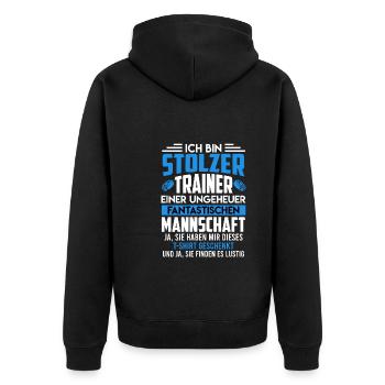 Mannschaft Trainer Eishockey Coach Trainer - Unisex Premium Bio Zip Hoodie - Schwarz - Hinten - Nico (187cm)
