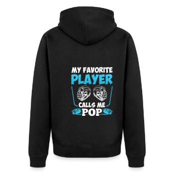 My Favorite Player calls me Pop - Unisex Premium Bio Zip Hoodie - Schwarz - Hinten - Nico (187cm)