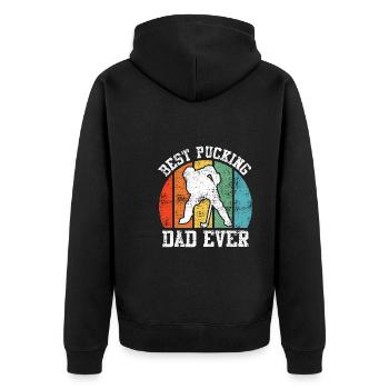 Best Pucking Dad Ever Hockey Dad - Unisex Premium Bio Zip Hoodie - Schwarz - Hinten - Nico (187cm)