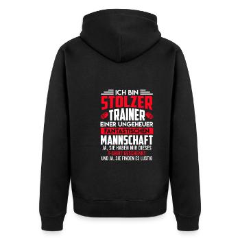 Mannschaft Trainer Eishockey Coach Trainer - Unisex Premium Bio Zip Hoodie - Schwarz - Hinten - Nico (187cm)
