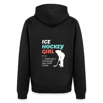 Ice Hockey Girl Damen Eishockey - Unisex Premium Bio Zip Hoodie - Schwarz - Hinten - Nico (187cm)