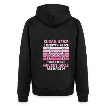 Sugar and Spice thats what Hockey Girls - Unisex Premium Organic Zip Hoodie - black - Back - Nico (187cm)