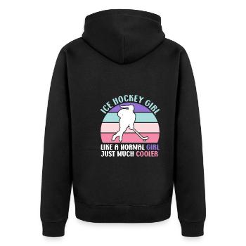 Ice Hockey Girl Eishockey - Unisex Premium Bio Zip Hoodie - Schwarz - Hinten - Nico (187cm)