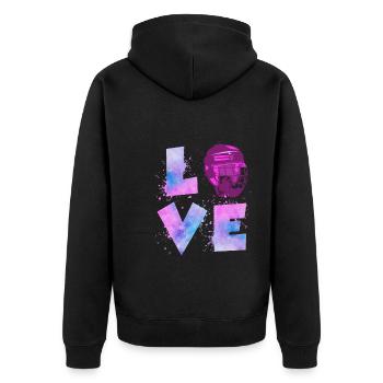 Eishockey Liebe Eishockeyspielerin Damen - Unisex Premium Bio Zip Hoodie - Schwarz - Hinten - Nico (187cm)