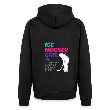 Ice Hockey Girl Damen Eishockey - Unisex Premium Bio Zip Hoodie - Schwarz - Hinten - Nico (187cm)