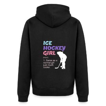 Ice Hockey Girl Damen Eishockey - Unisex Premium Bio Zip Hoodie - Schwarz - Hinten - Nico (187cm)