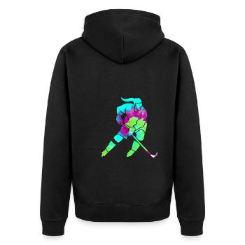 Eishockeyspielerin Damen Eishockey - Unisex Premium Bio Zip Hoodie - Schwarz - Hinten - Nico (187cm)