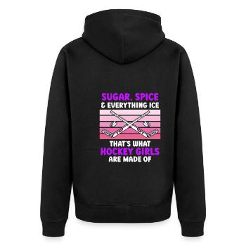 Sugar and Spice thats what Hockey Girls - Unisex Premium Organic Zip Hoodie - black - Back - Nico (187cm)