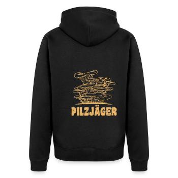 Pilzjäger Pilze sammeln Pilzsammler - Unisex Premium Bio Zip Hoodie - Schwarz - Hinten - Nico (187cm)