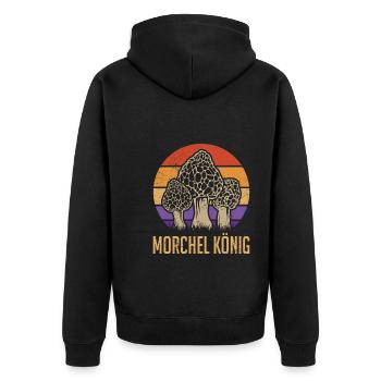 Morchel König Pilze sammel Pilzsammler - Unisex Premium Bio Zip Hoodie - Schwarz - Hinten - Nico (187cm)