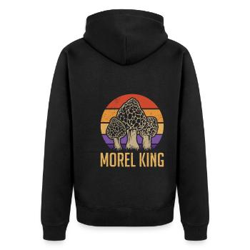 Morel King Mushrooms Collect Mushroom Pickers - Unisex Premium Organic Zip Hoodie - black - Back - Nico (187cm)