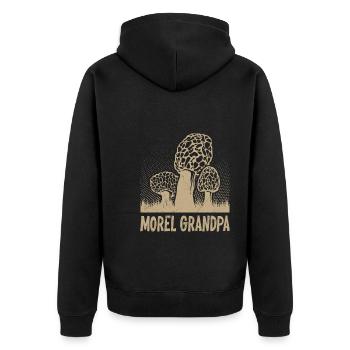 Morchel Opa Pilze sammeln Pilzsammler - Unisex Premium Bio Zip Hoodie - Schwarz - Hinten - Nico (187cm)