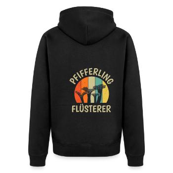 Flüsterer der Pfifferlinge Pilze Pilzsammler - Unisex Premium Bio Zip Hoodie - Schwarz - Hinten - Nico (187cm)