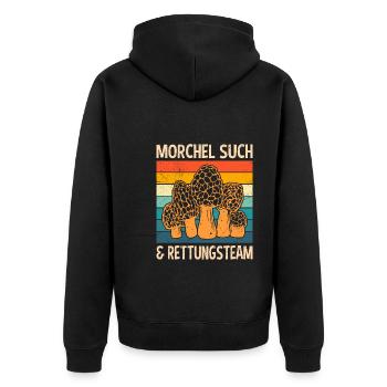 Rettungsteam Pilze Morchel Pilzsammler - Unisex Premium Bio Zip Hoodie - Schwarz - Hinten - Nico (187cm)