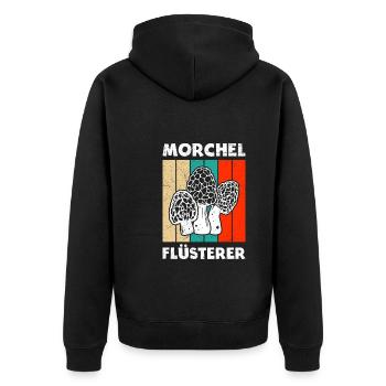 Morchel Flüsterer Pilze Pilzsammler - Unisex Premium Bio Zip Hoodie - Schwarz - Hinten - Nico (187cm)