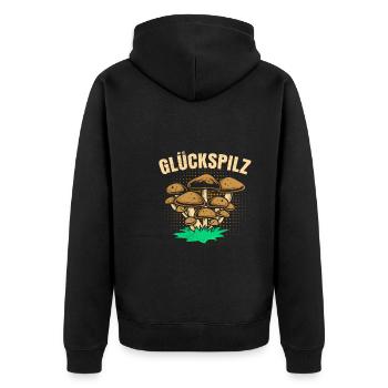 Glückspilz Pilze sammeln Pilzsammler - Unisex Premium Bio Zip Hoodie - Schwarz - Hinten - Nico (187cm)