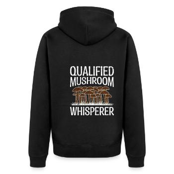 Qualified Mushroom Whisperer Mushroom Whisperer Mushroom Picker - Unisex Premium Organic Zip Hoodie - black - Back - Nico (187cm)