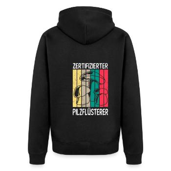Zertifizierter Pilzflüsterer Pilze sammeln - Unisex Premium Bio Zip Hoodie - Schwarz - Hinten - Nico (187cm)