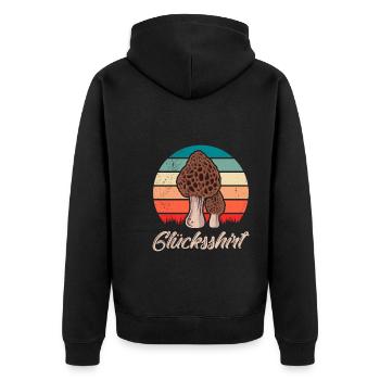 Morchel Sammler Glücksshirt Pilzsammler - Unisex Premium Bio Zip Hoodie - Schwarz - Hinten - Nico (187cm)