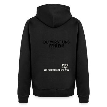 Du wirst uns fehlen letzter Arbeitstag Jobwechsel - Unisex Premium Bio Zip Hoodie - Schwarz - Hinten - Nico (187cm)