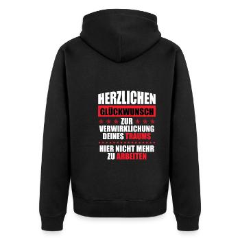 Jobwechsel Arbeitskollege lustig Verabschiedung - Unisex Premium Bio Zip Hoodie - Schwarz - Hinten - Nico (187cm)