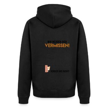 Wir werden dich vermissen Abschied Kollege - Unisex Premium Bio Zip Hoodie - Schwarz - Hinten - Nico (187cm)