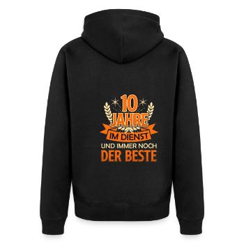 10 Dienstjahre Firmenjubiläum 10 Jahre - Unisex Premium Bio Zip Hoodie - Schwarz - Hinten - Nico (187cm)