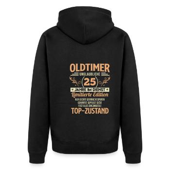 Dienstjubiläum 25 Jahre Firmenjubiläum - Unisex Premium Bio Zip Hoodie - Schwarz - Hinten - Nico (187cm)