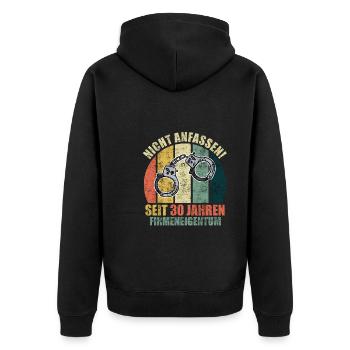 Dienstjubiläum 30 Jahre Firmenjubiläum - Unisex Premium Bio Zip Hoodie - Schwarz - Hinten - Nico (187cm)