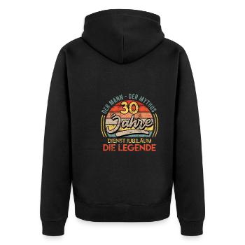 Dienstjubiläum 30 Jahre Firmenjubiläum - Unisex Premium Bio Zip Hoodie - Schwarz - Hinten - Nico (187cm)