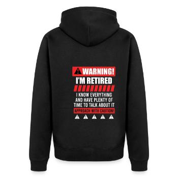 Avertissement de retraite Pension drôle de retraité - Veste à capuche bio Premium Unisexe - noir - Dos - Nico (187cm)
