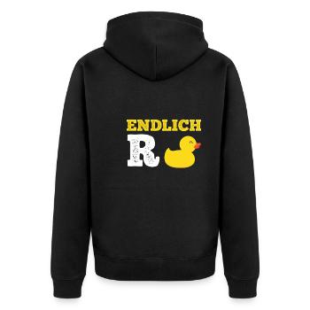 R Ente Renteneintritt Rentner - Unisex Premium Bio Zip Hoodie - Schwarz - Hinten - Nico (187cm)