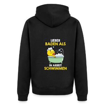 Lieber baden als in Arbeit schwimmen Badewanne - Unisex Premium Bio Zip Hoodie - Schwarz - Hinten - Nico (187cm)