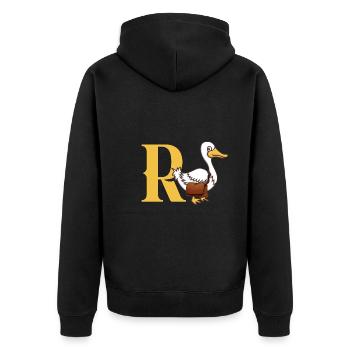 Rente Renteneintritt R Ente - Unisex Premium Bio Zip Hoodie - Schwarz - Hinten - Nico (187cm)