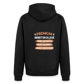 Premium Arbeitskollege bester Kollege - Unisex Premium Bio Zip Hoodie - Schwarz - Hinten - Nico (187cm)